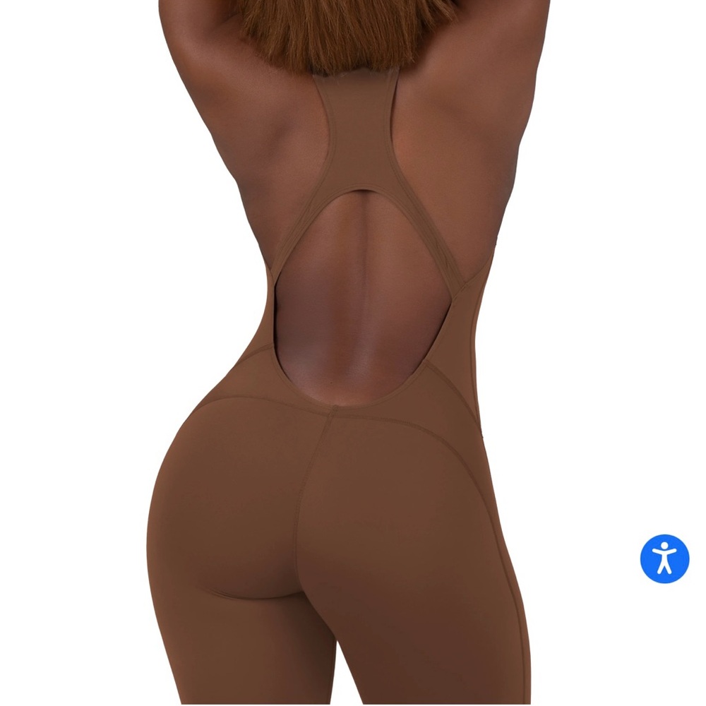 DAVIS ACTIVE Brown Halter Jumpsuit - Picture 2 of 3